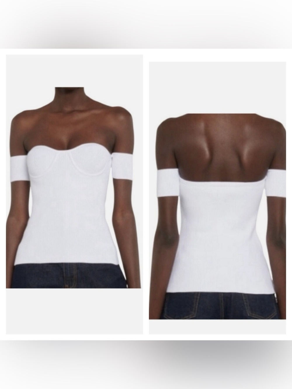 Helmut Lang Contour Rib Knit Top Size XS White NWT
